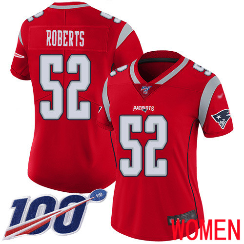 New England Patriots Football #52 100th Season Limited Red Women Elandon Roberts NFL Jersey
